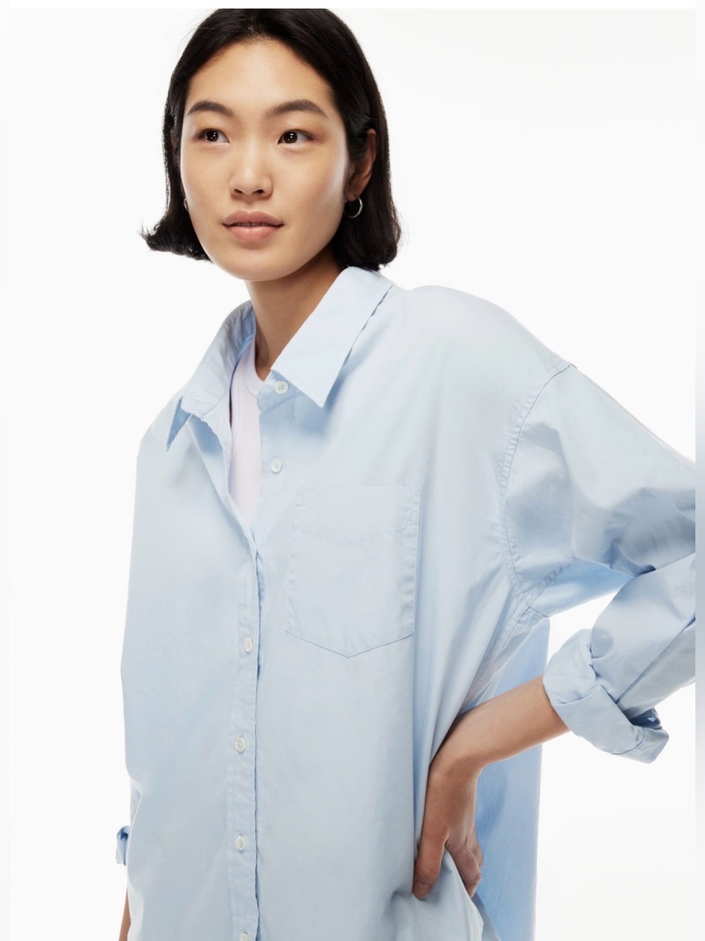 LOFT Light Blue  Button-Down Shirt with Chest Pocket